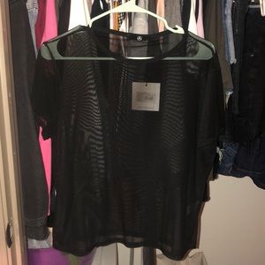 Missguided Black Mesh Sheer Top- NWT